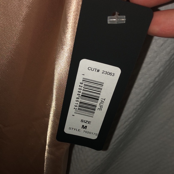 New W/Tags Bebe Taupe Spaghetti Strap Satin Slip Dress Size Medium - Picture 2 of 8